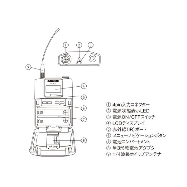 SHURE(シュア) QLXD1-JB  ◆ ボディーパック型送信機 B帯モデル｜watanabegakki｜02