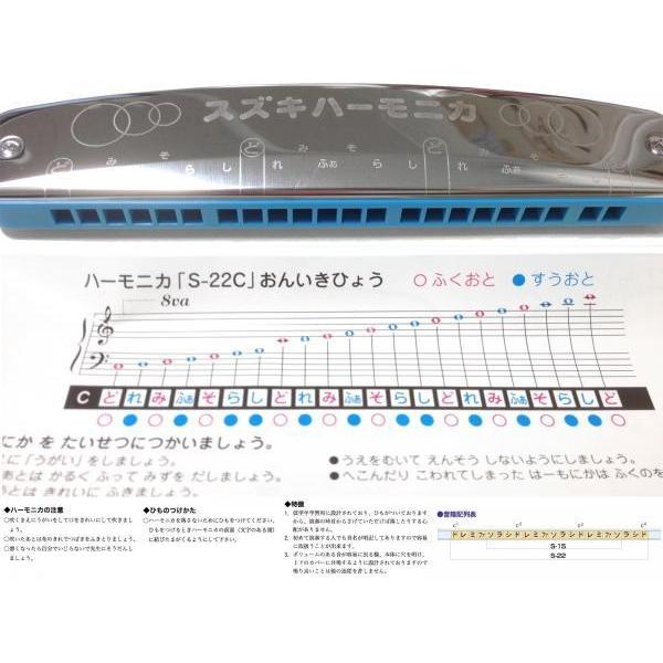 SUZUKI(スズキ) S-22C 22穴 教育用ハーモニカ 単音 3オクターブ 22音 C