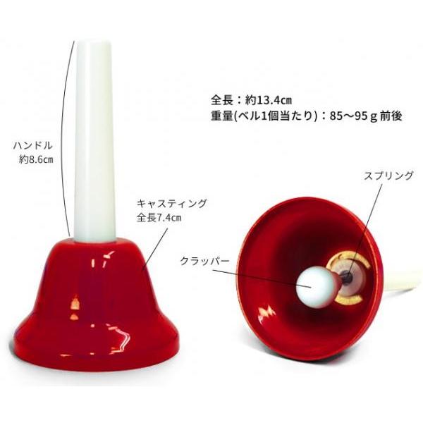 ハンドベル 8音 MU 虹色 マルチ カラー メロディーベル ハンド式 楽器 ベル Multi Handbell music 1オクターブ ミュージックベル 北海道 沖縄 離島不可の画像
