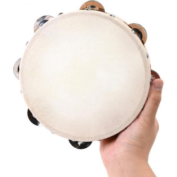 TCS-21/7 木製 タンバリン 皮付き 21cm パーカッション 本皮 ヘッド