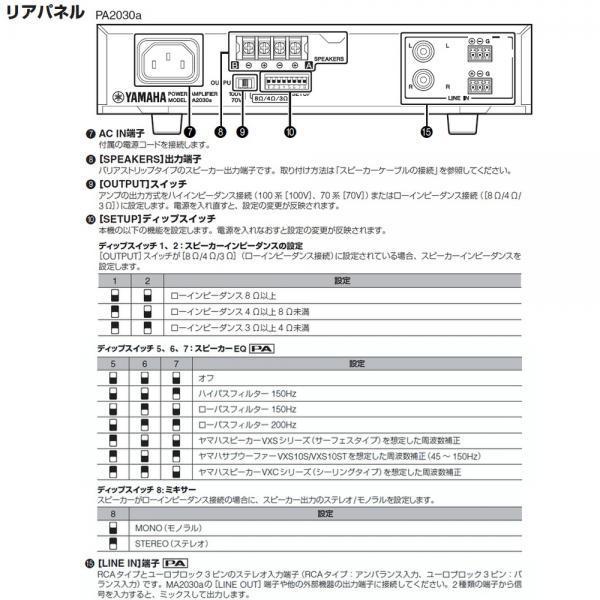 YAMAHA(ヤマハ) PA2030a ◆ パワーアンプ  ( ハイ・ローインピーダンス接続兼用 )  MA2030aの拡張用パワーアンプとしても対応【5月19日時点、在庫あり 】の画像