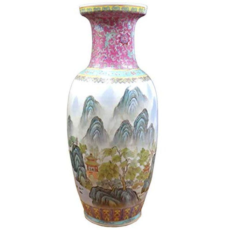 景徳鎮 特大花瓶「四神相応吉祥山水」中国/高級/工芸/陶磁器/壺/