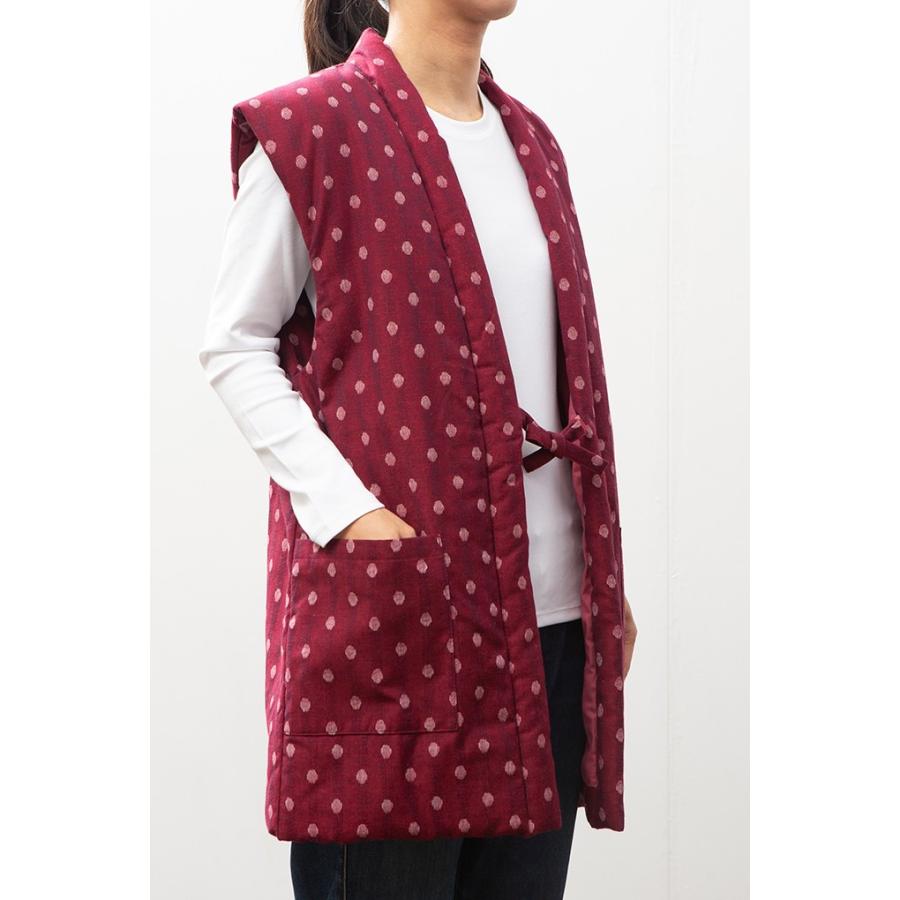 日本製 ちゃんちゃんこ 綿入れ ポンチョ 久留米 あられ柄 刺し子柄