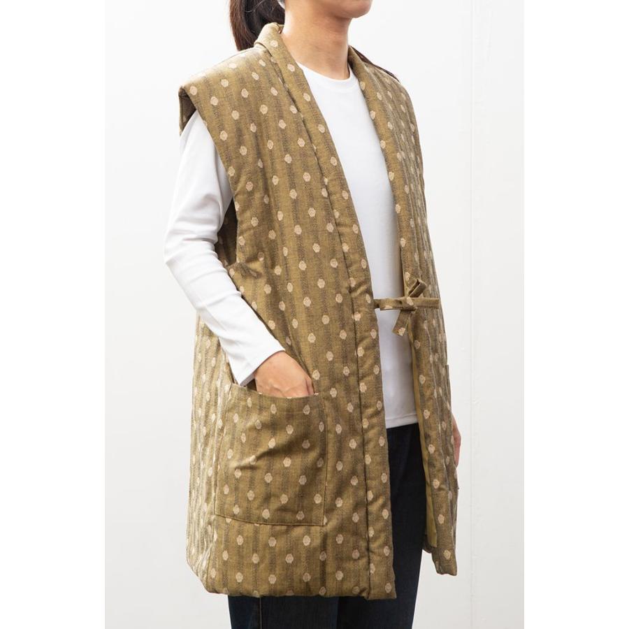 日本製 ちゃんちゃんこ 綿入れ ポンチョ 久留米 あられ柄 刺し子柄