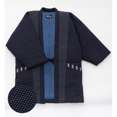 日本製 半纏 メンズ 久留米織 綿入れ 袢纏 半天 丹前 男性用 刺し子柄