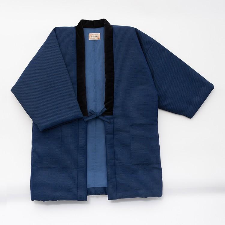 日本製 半纏 メンズ 久留米織 綿入れ 中綿 袢纏 半天 男性用 大判 LL