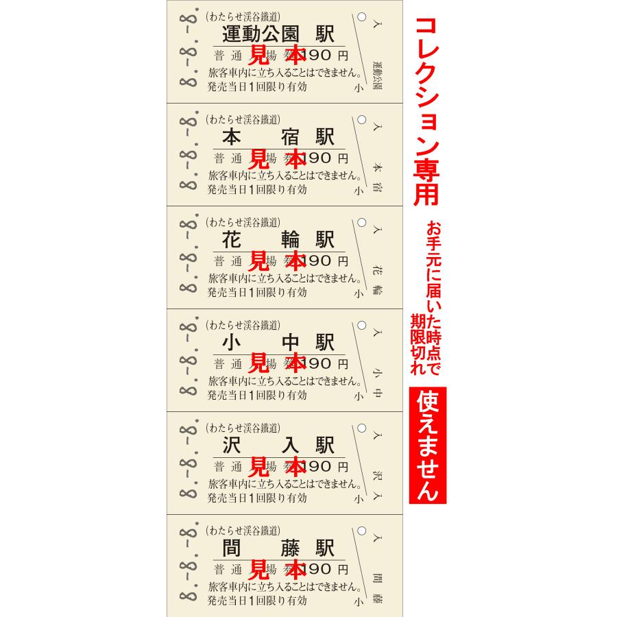 わたらせ渓谷鐵道 888入場券セット 硬券6枚＋台紙つき : わたらせ