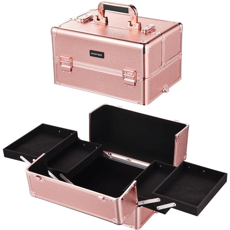 BYOOTIQUE メイクキャリーケース 4IN1 キャスター付 鍵付き 4WAY 大容量 プロ メイクボックスキャリー アルミ メイクケー メイクキャリーケース 4IN1 キャスター付 鍵付き 4WAY 大容量 プロ メイクボックスキャリー アルミ メイクケー