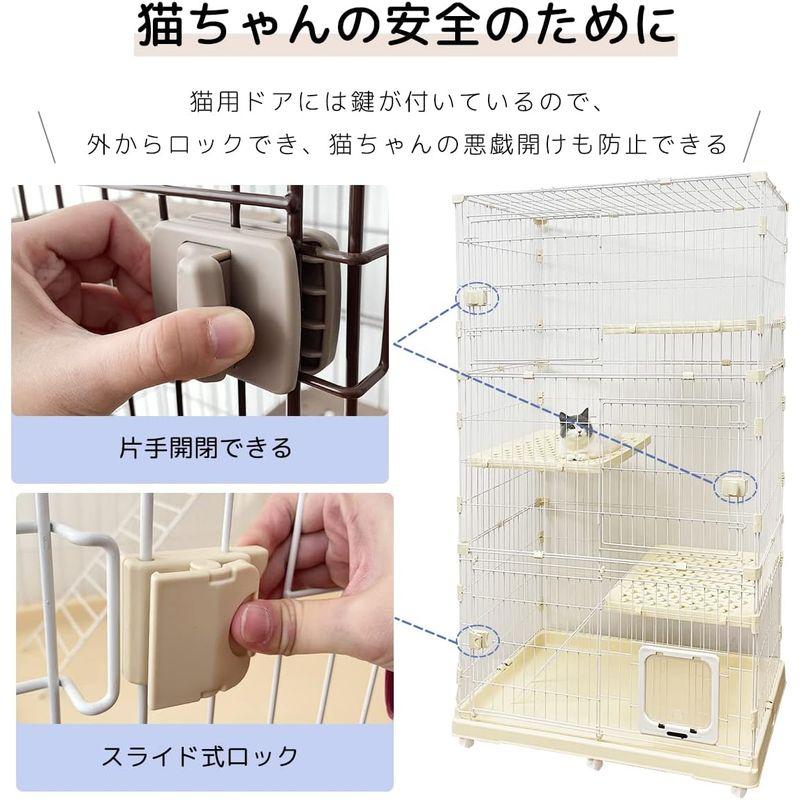 RAKU 猫 ケージ キャスター付 ワイド扉 大型猫 組立簡単 工具不要 幅約96×奥行約63cm 折りたたみ 猫ハウス 多頭飼い 脱走防止 猫 ケージ キャスター付 ワイド扉 大型猫 組立簡単 工具不要 幅約96×奥行約63cm 折りたたみ 猫ハウス 多頭飼い 脱走防止
