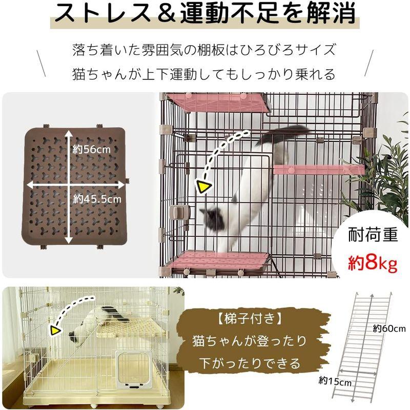 RAKU 猫 ケージ キャスター付 ワイド扉 大型猫 組立簡単 工具不要 幅約96×奥行約63cm 折りたたみ 猫ハウス 多頭飼い 脱走防止 猫 ケージ キャスター付 ワイド扉 大型猫 組立簡単 工具不要 幅約96×奥行約63cm 折りたたみ 猫ハウス 多頭飼い 脱走防止