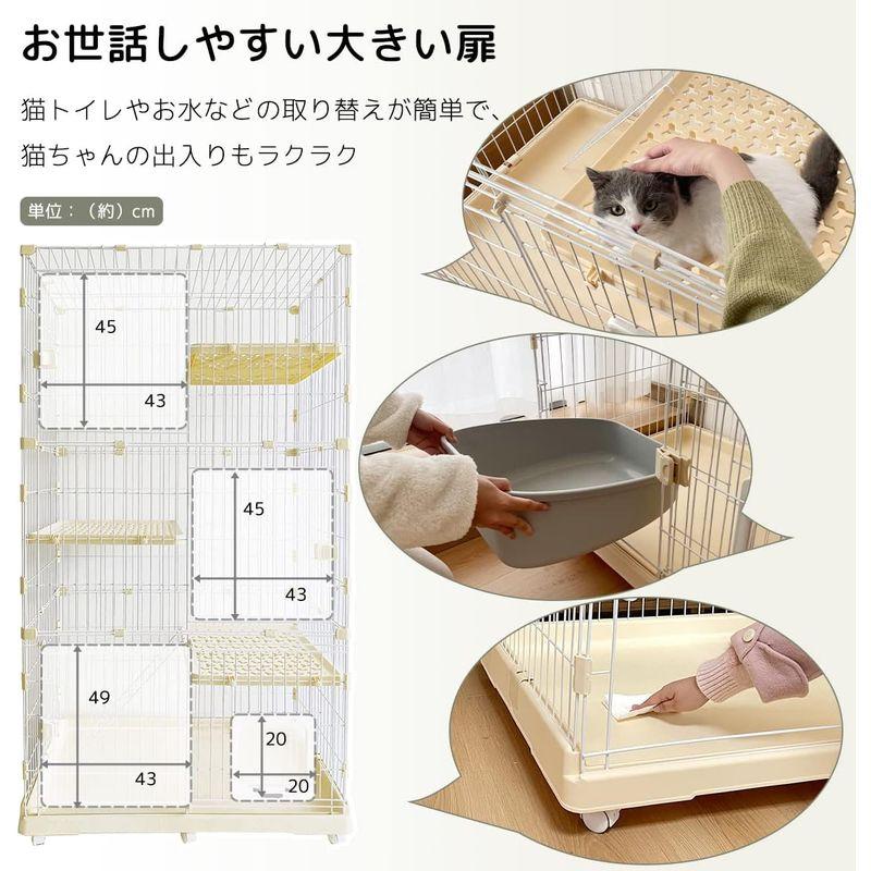 RAKU 猫 ケージ キャスター付 ワイド扉 大型猫 組立簡単 工具不要 幅約96×奥行約63cm 折りたたみ 猫ハウス 多頭飼い 脱走防止 猫 ケージ キャスター付 ワイド扉 大型猫 組立簡単 工具不要 幅約96×奥行約63cm 折りたたみ 猫ハウス 多頭飼い 脱走防止