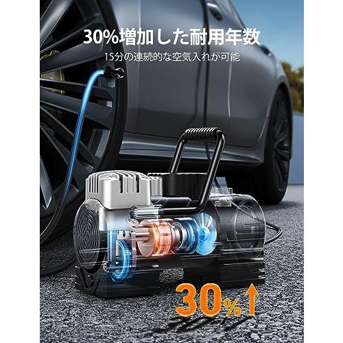 AstroAI エアコンプレッサー 空気入れ 自動車用 150PSI DC12V シガーソケット接続式 高輝度LEDライト 自動停止 ポータブルで万能 空気入れ 4種類表示｜watari-store｜04