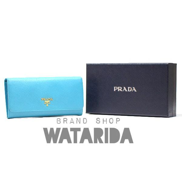 PRADA プラダ 財布 サフィアーノ 長財布 ターコイズ