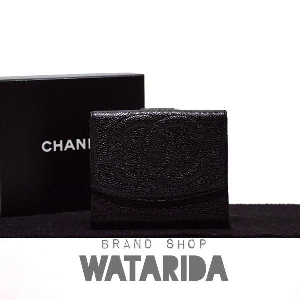 美品☆CHANEL シャネル キャビアスキン 財布 Wホック 小銭入れ付 黒 楽天市場】シャネル wホック 二つ折り財布 キャビアスキン
