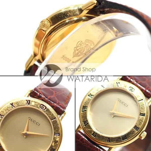 GUCCI グッチ 腕時計 3000.2.L SS GP Qz ゴールド文字盤 【送料