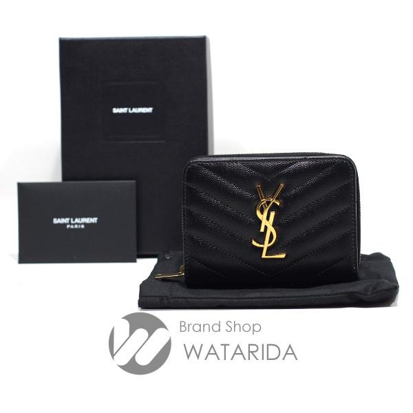 サンローラン モノグラム コンパクトフルジップウォレット レザー ミニ財布 SAINT LAURENT サンローラン 財布 モノグラム コンパクト