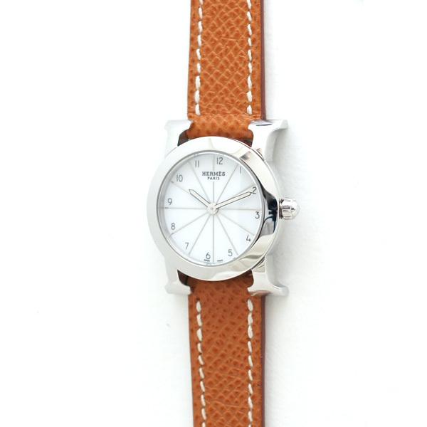 エルメス HERMES 腕時計 Hウォッチ ロンド HR1.210 SS 白文字盤 □M刻 箱・保付 送料無料