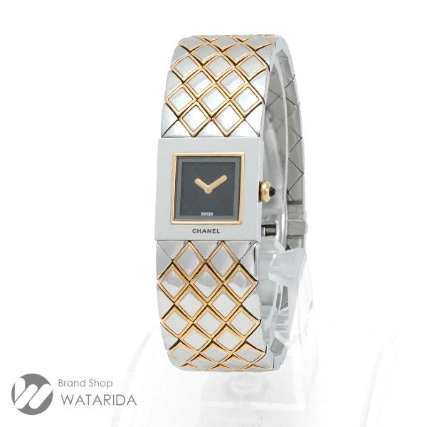 マトラッセ シャネル CHANEL 腕時計 コンビ Qz H0475 黒文字盤 SS YG  
