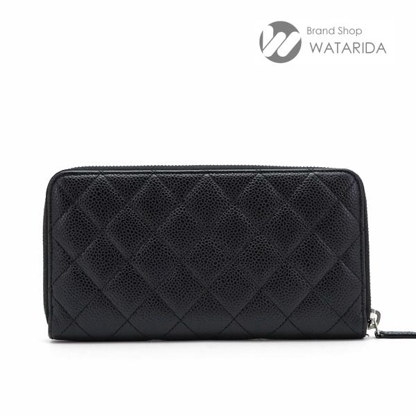 シャネル CHANEL 財布 マトラッセ キャビアスキン ラウンドジップ 