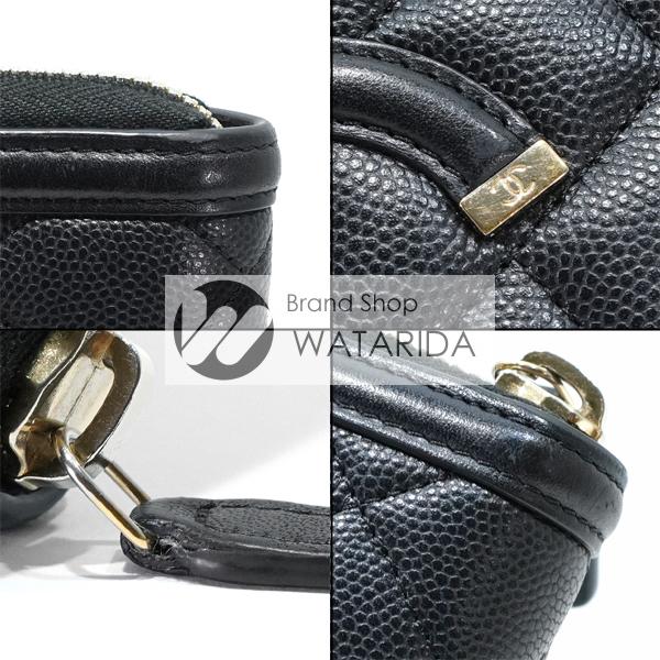 CHANEL シャネル 財布 CCフィリグリー キャビアスキン ラウンドジップ