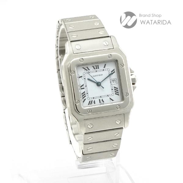 OH済！稀少！サントス ドゥ カルティエ メンズ時計【サントスカレ/ガルベLM】 カルティエ/サントスカレ/サントスガルベLMデイト/ホワイト