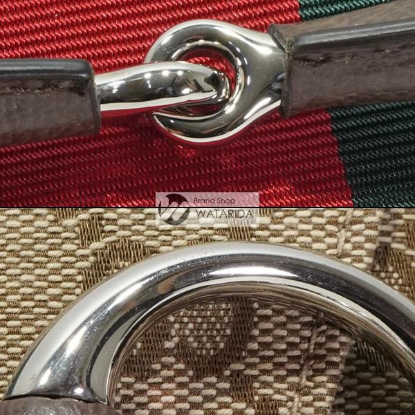 【美品】グッチ ワンショルダーバッグ レザー×キャンバス ホースビット柄 GG グッチ GUCCI ショルダー バッグ ホースビット チェーン
