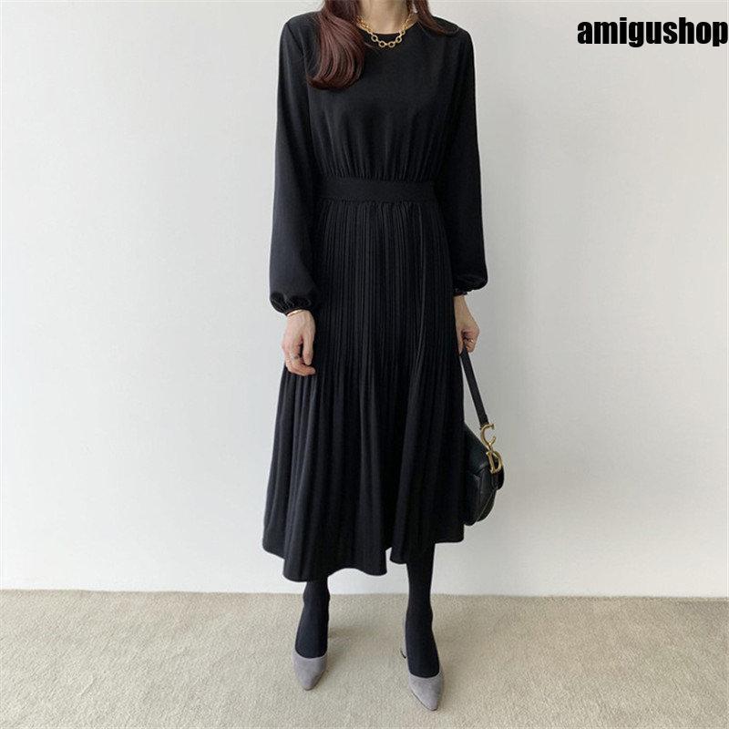 ワンピース レディース 秋 春 プリーツ マキシワンピース ロングワンピース ママスーツ ゆったりり二次会 着痩せ  お出かけ シンプル 30代 |  | 07