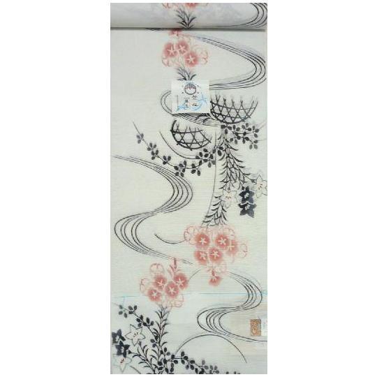 竺仙 竺仙浴衣反物・綿絽白地・桔梗柄(0e1014sf) : ライフ