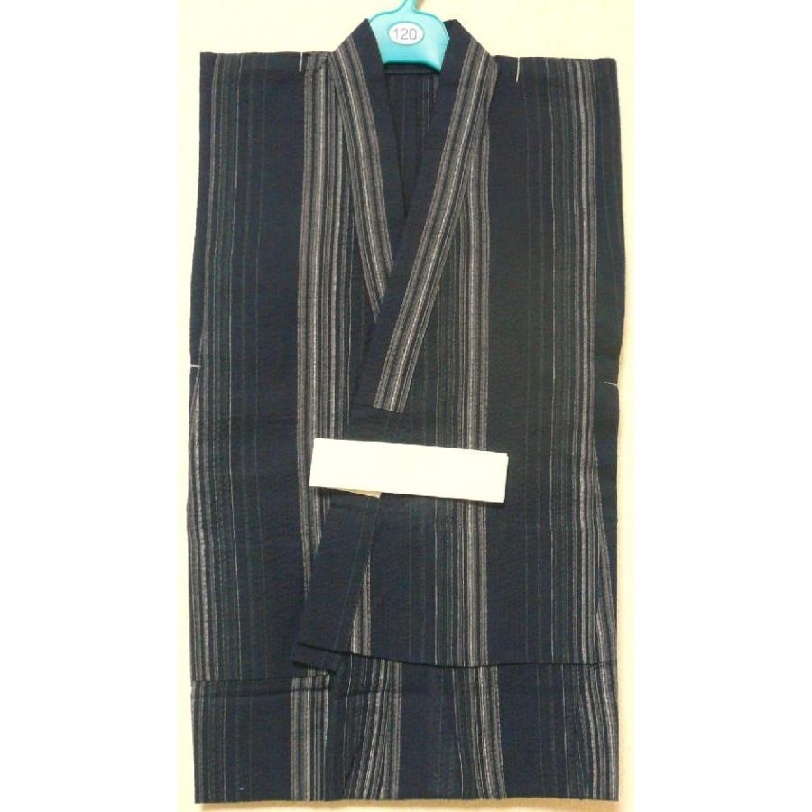 ７・８才用男の子しじら織りゆかた・濃紺地縞柄(by0k102f)