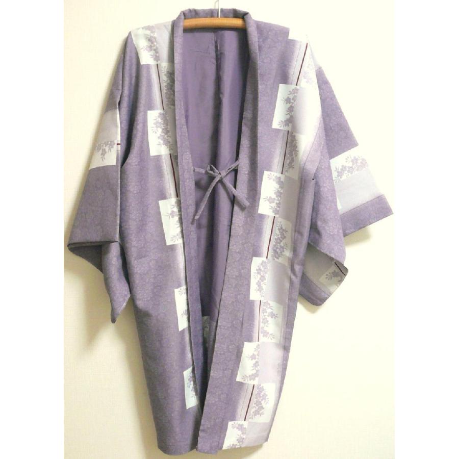 特価処分品 ロング羽織 Pd0c01f うす紫地短冊柄フリーサイズ 着物用コート 新品本物 着物用コート