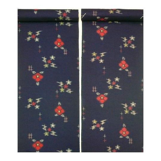 プレード】 ウール反物紺地花絣(ご奉仕品)(w0r04nf) 🌾