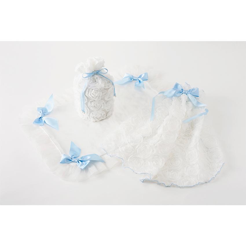 ペット用 レース 骨壷カバー　天使のリボン　2.5寸用 ブルー |  | 02