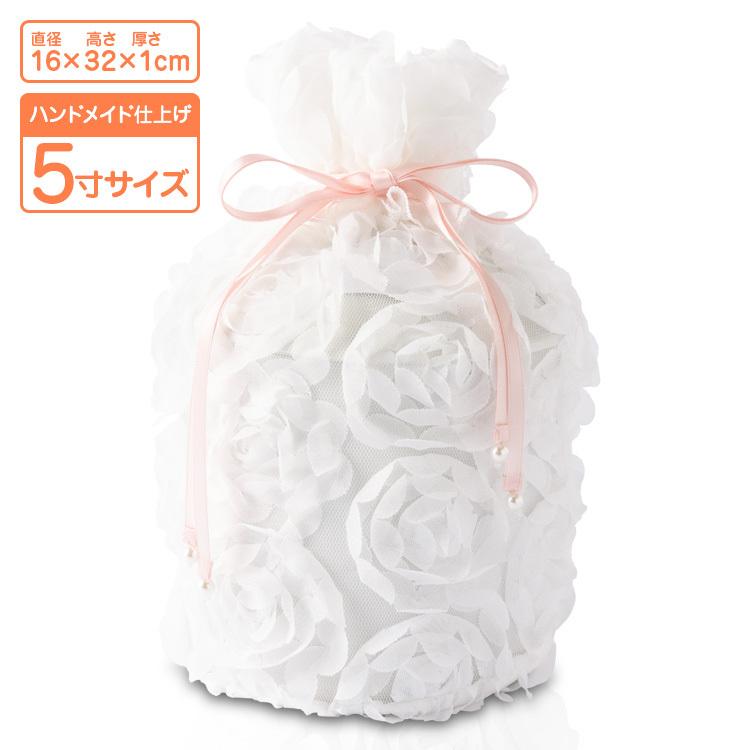 ペット用 レース 骨壷カバー　天使のリボン　5寸用 ピンク | 