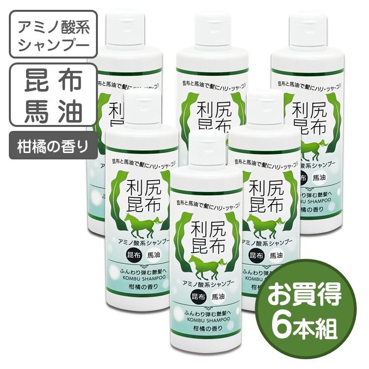 馬油配合 利尻昆布シャンプー 300ml 柑橘の香り 6本組 : グレードワン