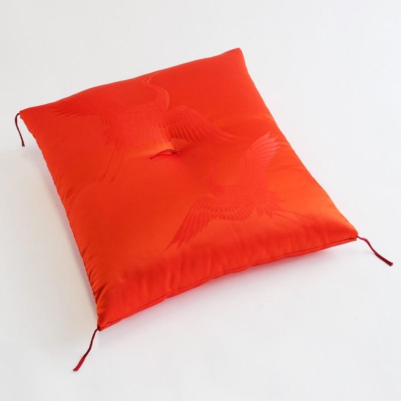 鶴寿座布団（朱）夫婦判サイズ