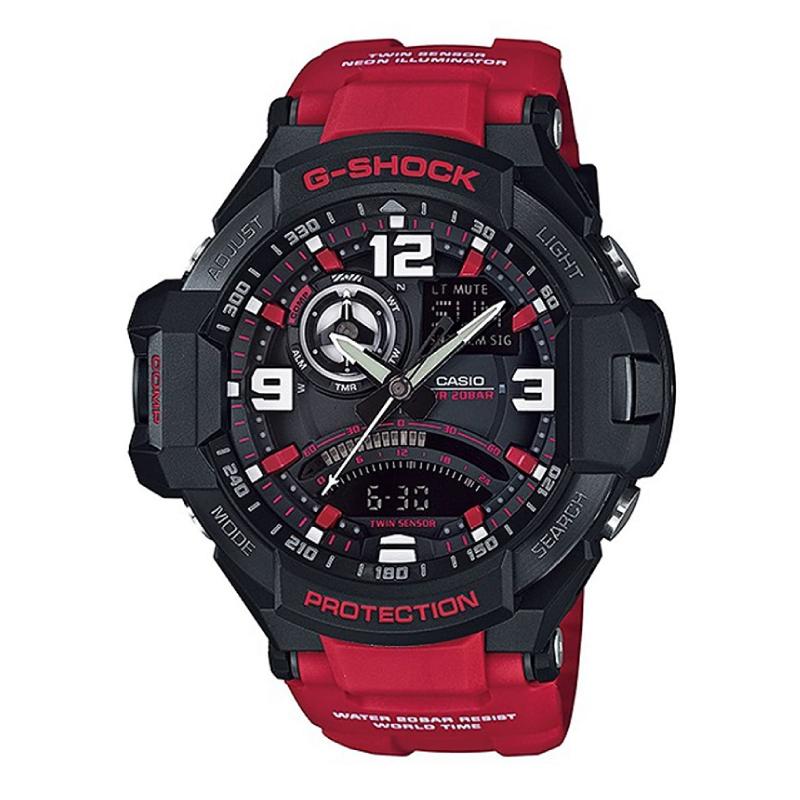 【即納】CASIO カシオ G-SHOCK Gショック SKY COCKPITスカイコックピット 方位・温度計測 GA-1000-4B ブラックー×レッド 腕時計 メンズ｜watch-index｜02