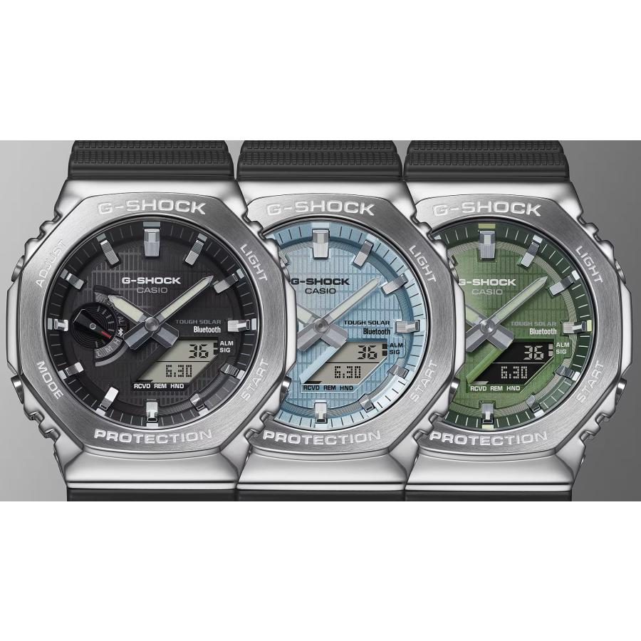 【即納】 CASIO カシオ G-SHOCK Gショック タフソーラー モバイルリンク ブラック×シルバー×グリーン GBM-2100A-1A3 腕時計 メンズの画像