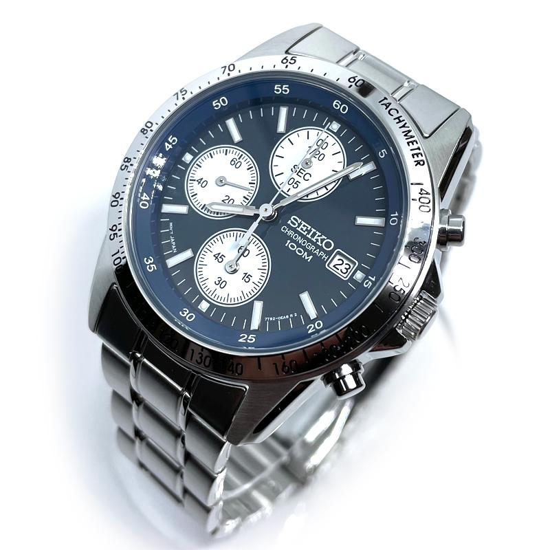 【即納】 SEIKO セイコー CHRONOGRAPH クロノグラフ 日本製ムーブメント SND365P ネイビー×シルバー メタルバンド メンズ 腕時計｜watch-index｜03