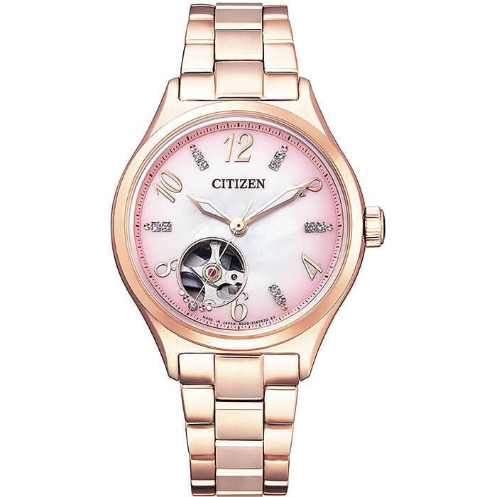 シチズン コレクション 自動巻き 時計 CITIZEN COLLECTION 腕時計 レディース ピンク PC1005-87X 人気 ブランド 防水 オートマ 機械式 オープンハート｜watch-lab｜02