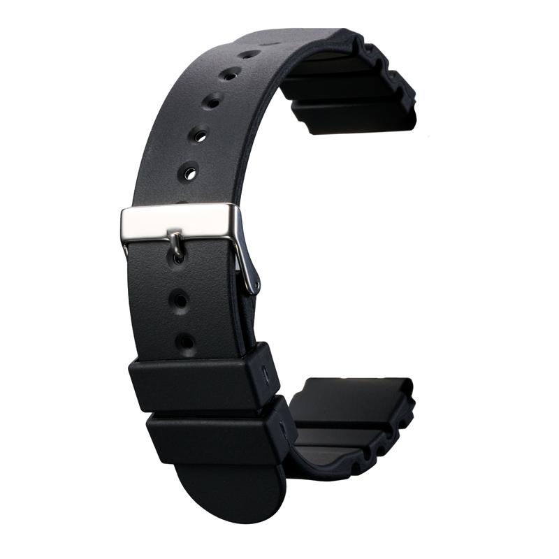 BAMBI バンビ ウレタン バンド(ベルト) 20mm ブラック ダイバーズ