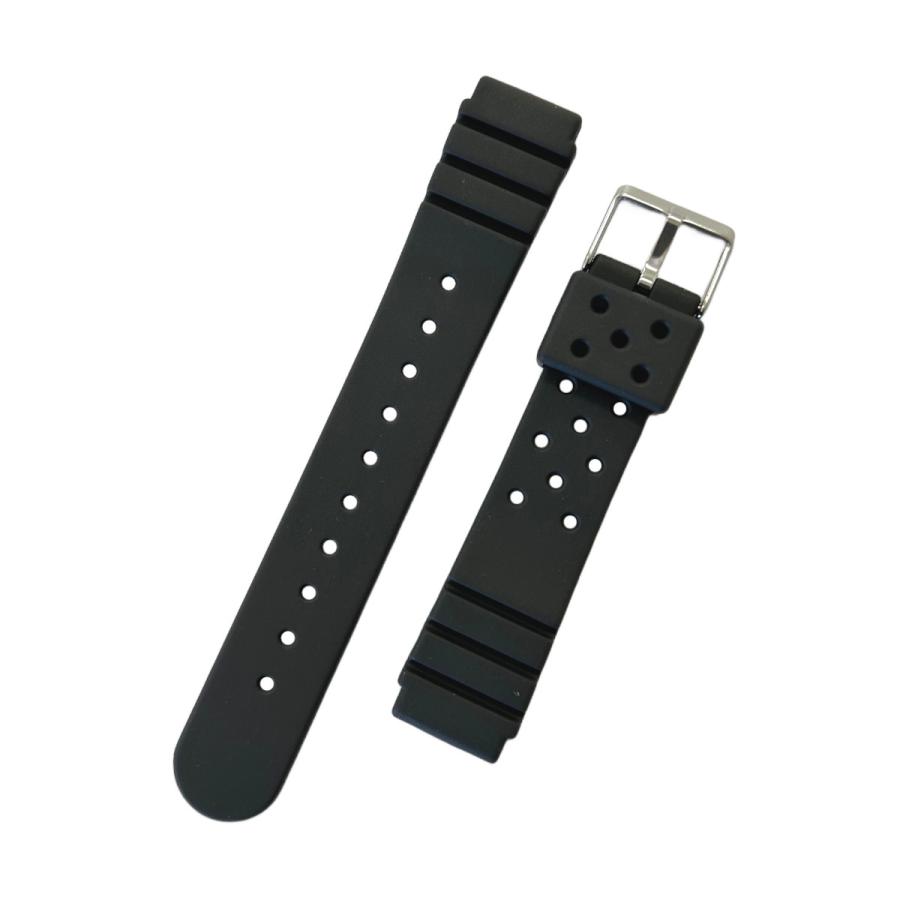 BAMBI バンビ ウレタン バンド(ベルト) 18mm ブラック ダイバーズ