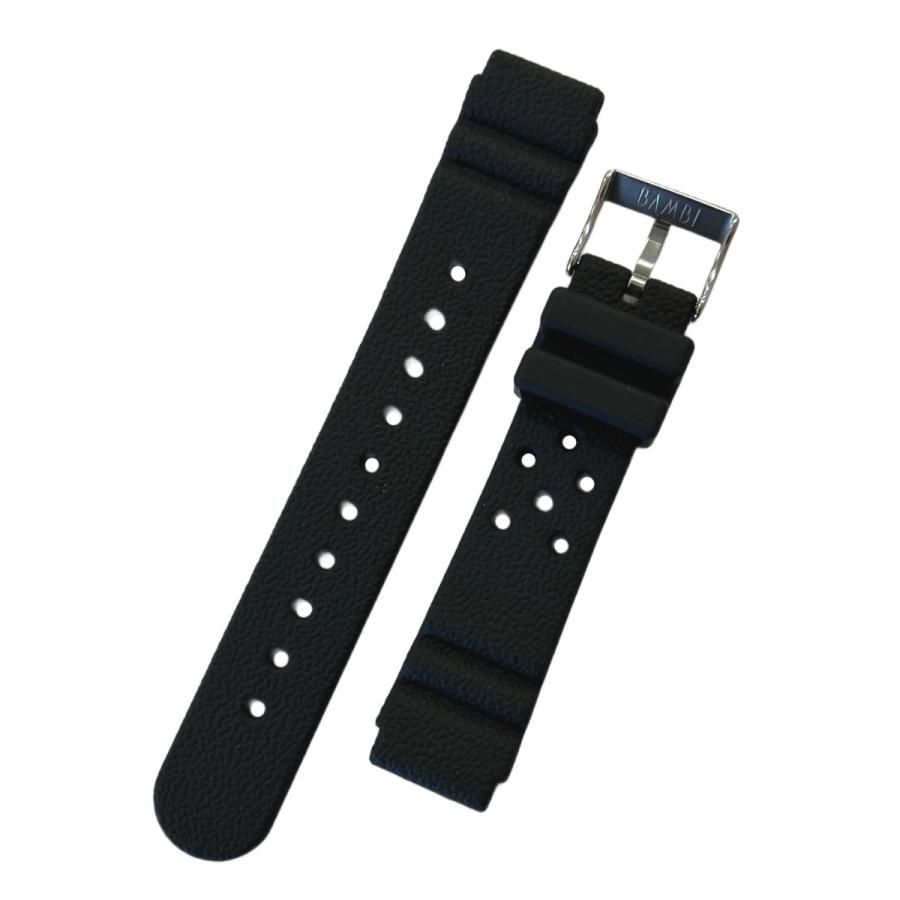 BAMBI バンビ ウレタン バンド(ベルト) 18mm ブラック ダイバーズ