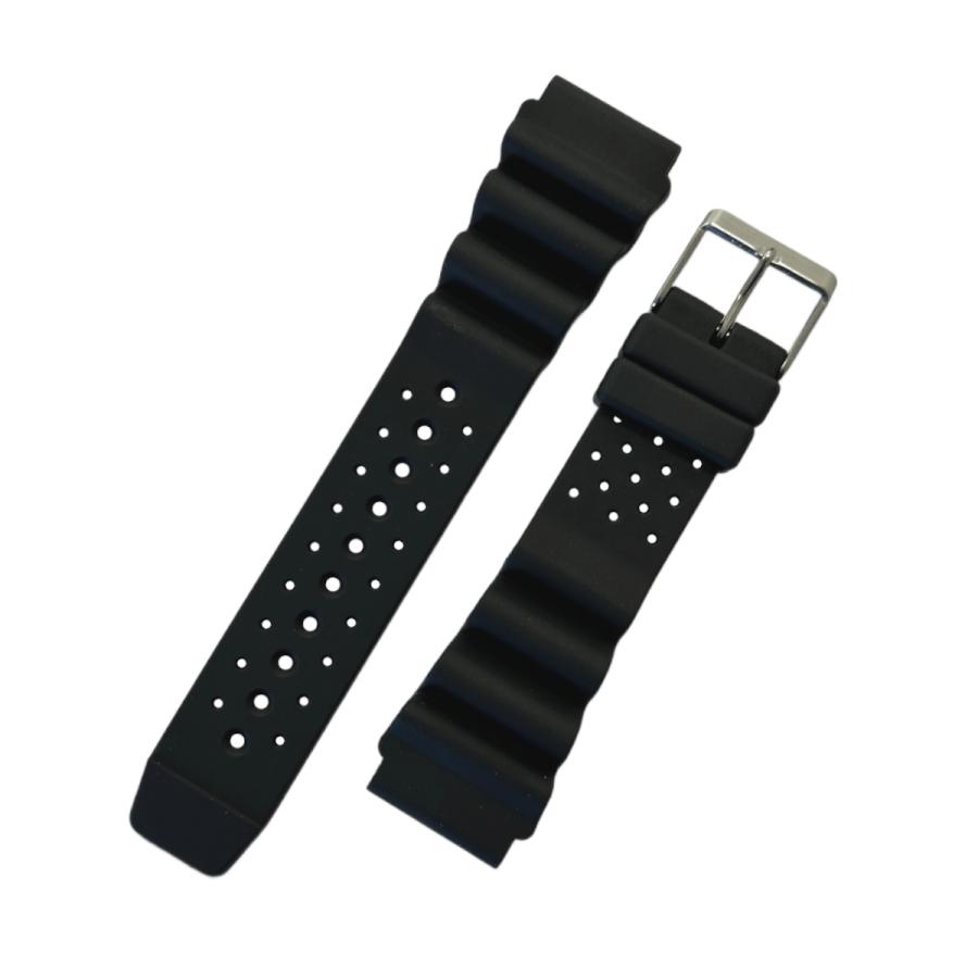BAMBI バンビ ウレタン バンド(ベルト) 20mm ブラック ダイバーズ