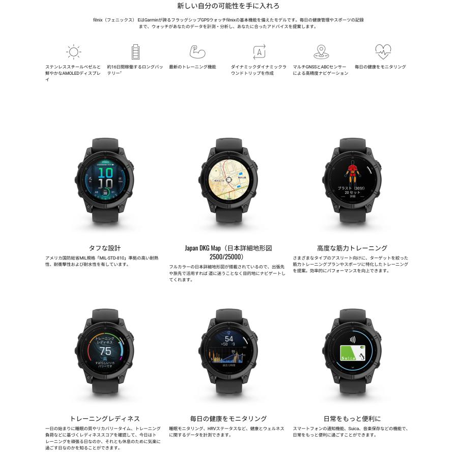 GARMIN ガーミン fenix E 47mm フェニックス E 010-03025-12 フラッグシップGPSウォッチ スマートウォッチ 健康管理 フィットネス ランニング 正規品 爆買の画像