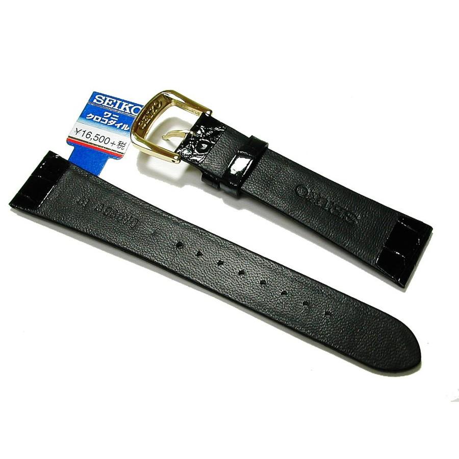 セイコー 純正ベルト クロコダイル レザー Dバックル ブラック 19ｍｍ用 SEIKO 腕時計 時計 ベルト 19mm セイコー DA09 クロコダイル 黒