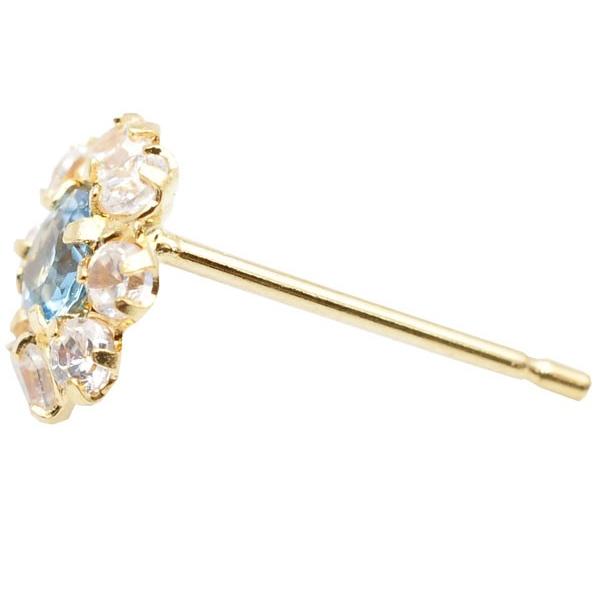 ゴールドK18 ブルートパーズ 花モチーフ ピアス P88911 : ウォッチ