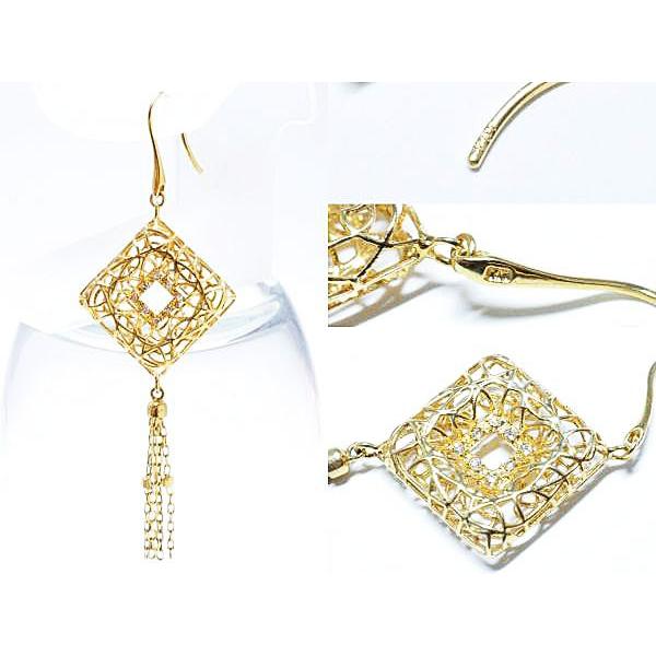 K18 イエローゴールド ダイヤモンド フック式ピアス 【p990】 : p990  