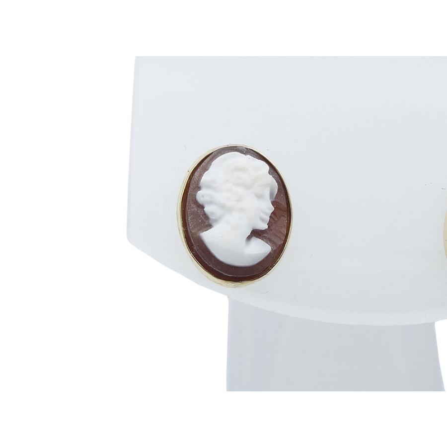 イエローゴールド K18 シェル カメオ ピアス PA257 : ウォッチストア