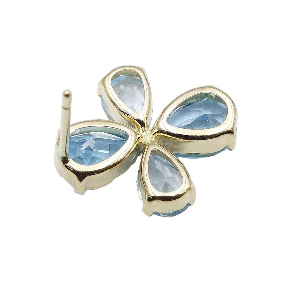 イエローゴールド K18 ブルートパーズ 花モチーフ ピアス PA267