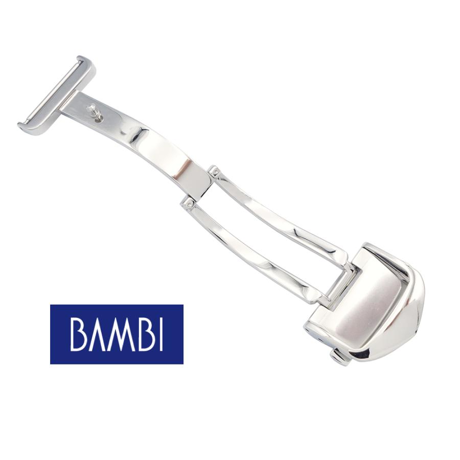 バンビ ZS0007 プッシュ式三つ折 Dバックル シルバー 銀色 10mm,12mm